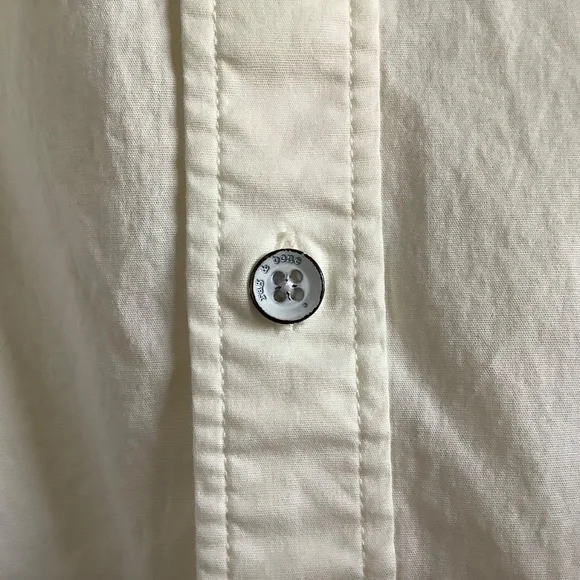 Rag & Bone Landen Poplin Band Collar Long Sleeve Button Down Shirt Ivory SZ M - Picture 6 of 16